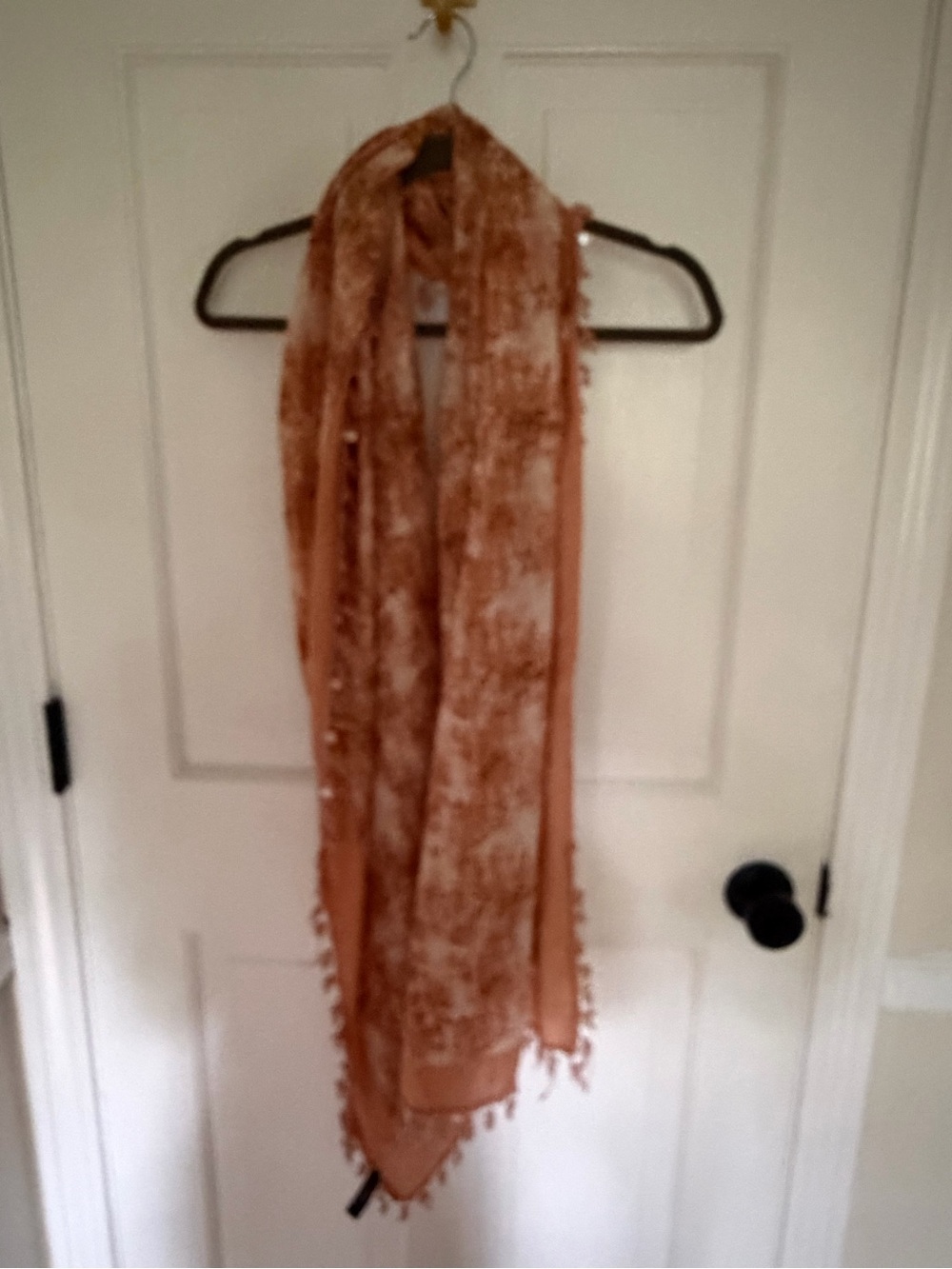 Ann Taylor Peach Lace-Trim Scarf